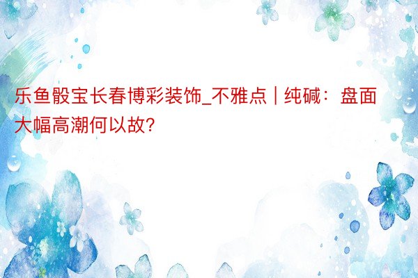 乐鱼骰宝长春博彩装饰_不雅点 | 纯碱：盘面大幅高潮何以故？