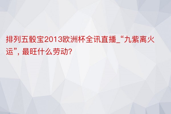 排列五骰宝2013欧洲杯全讯直播_“九紫离火运”, 最旺什么劳动?