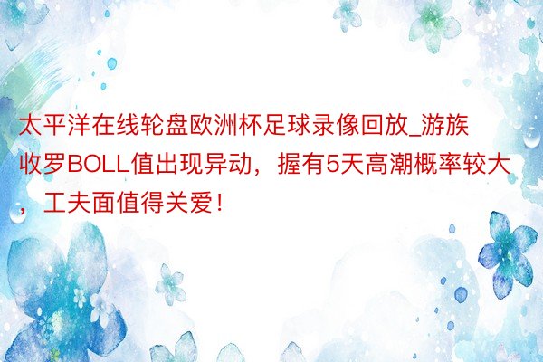 太平洋在线轮盘欧洲杯足球录像回放_游族收罗BOLL值出现异动，握有5天高潮概率较大，工夫面值得关爱！