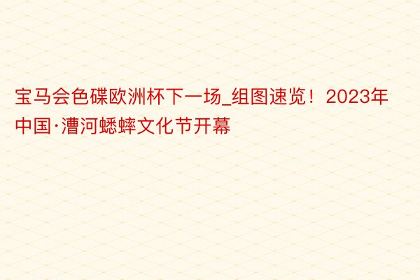 宝马会色碟欧洲杯下一场_组图速览！2023年中国·漕河蟋蟀文化节开幕