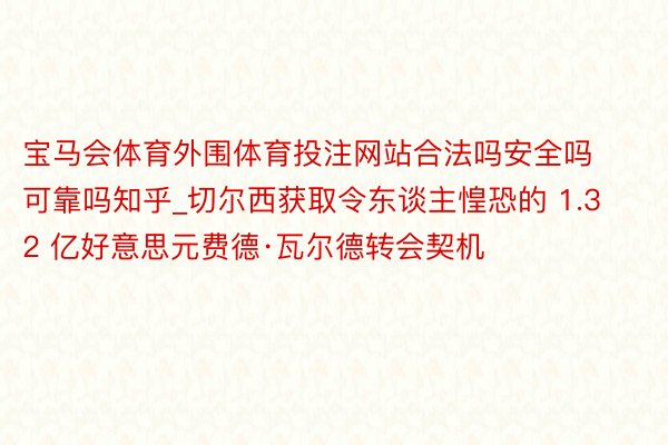 宝马会体育外围体育投注网站合法吗安全吗可靠吗知乎_切尔西获取令东谈主惶恐的 1.32 亿好意思元费德·瓦尔德转会契机