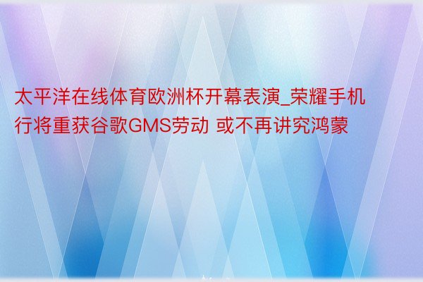 太平洋在线体育欧洲杯开幕表演_荣耀手机行将重获谷歌GMS劳动 或不再讲究鸿蒙