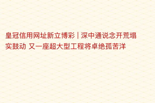 皇冠信用网址新立博彩 | 深中通说念开荒塌实鼓动 又一座超大型工程将卓绝孤苦洋