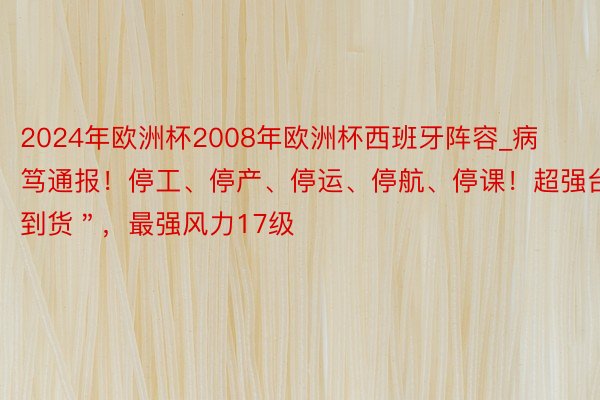 2024年欧洲杯2008年欧洲杯西班牙阵容_病笃通报！停工、停产、停运、停航、停课！超强台风＂到货＂，最强风力17级